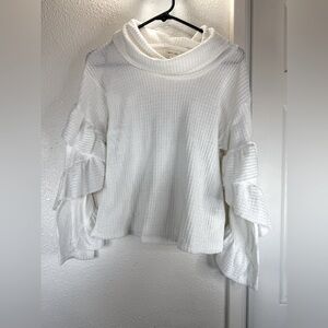 White Ruffled Sweater